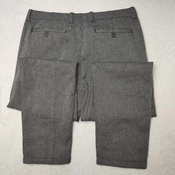 Carbon2Cobalt Pants Mens 36x33 Gray Check Cotton Chino Straight Casual Trousers - Picture 6 of 12